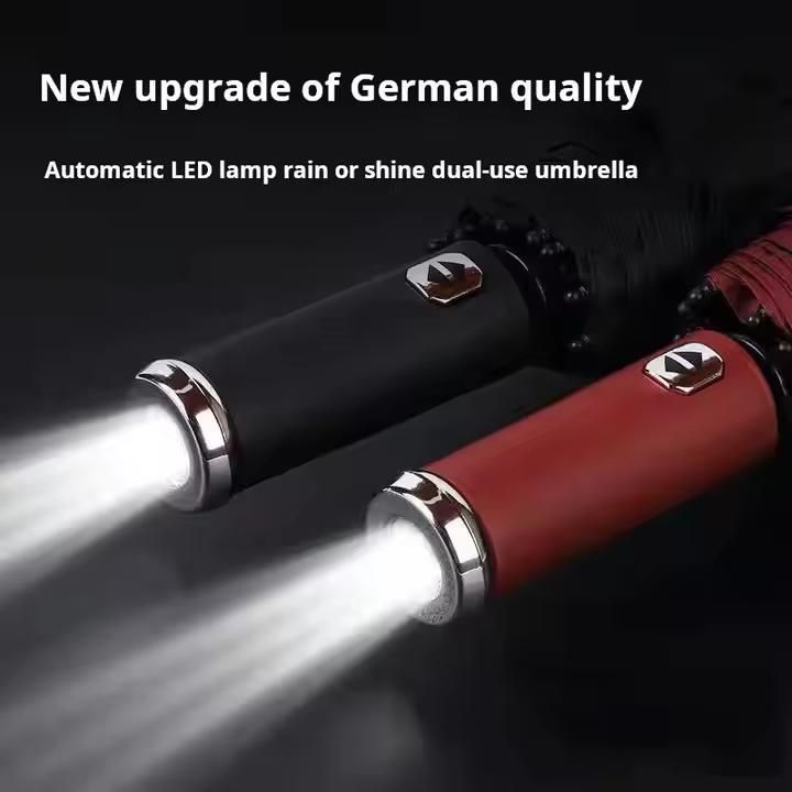 3 Fold Automatic UV LED Light Windproof Umbrella
