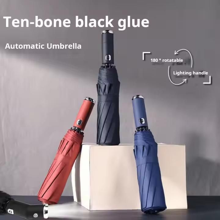 3 Fold Automatic UV LED Light Windproof Umbrella